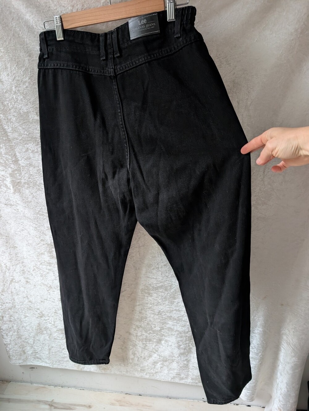 Lee Super High Rise Tapered Leg Black Jeans Mom Jean